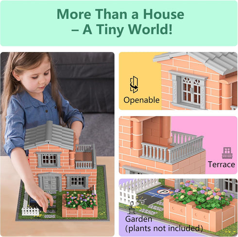 Greek Science 8+ Set Mini House Building Kit for Kids Age - Block Building Toys with Real Mini Bricks, STEM Creative