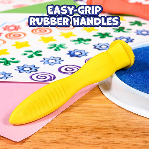 2 Set 4 Ready Learn Triangle Grip Stampers - Patterns - of - Playdough Accessories - Easy-Grip Art Supplies - Paint