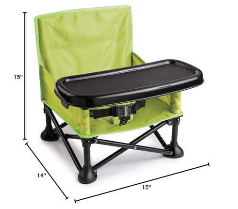 Summer 6 3 by Bright Starts Pop 'N Sit Portable Booster Chair, Floor Seat, Indoor/Outdoor Use, Compact Fold, Green, Mos