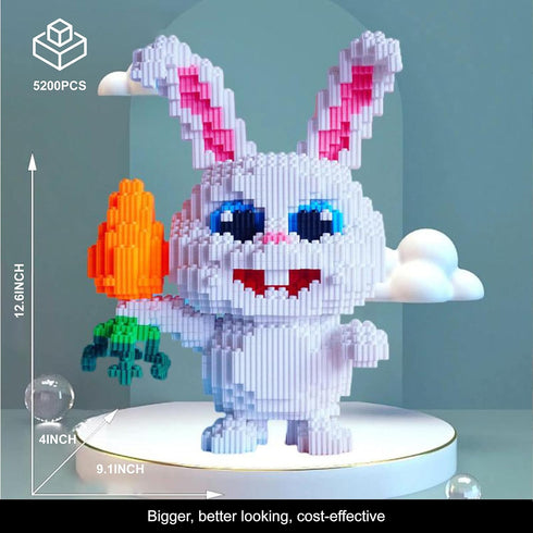 Rabbit Micro Building Blocks Set, 5200pcs Big Wild Animals Mini 3D Toy Brick Safari Gift for Ages 6+
