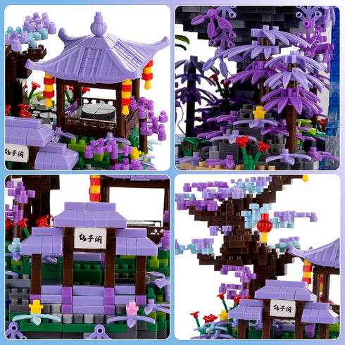 APENGBAOL Set 2500+PCS Peach Blossom Pond Japanese Architecture Building Blocks for Adults and Kids with Acrylic