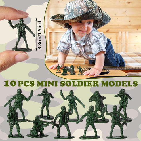 ShinyRelief 102 Set 3-12 Pcs Army Toy Military Gift for Boys Bulk Army Soldier Birthday Decoration Camo Party Favor