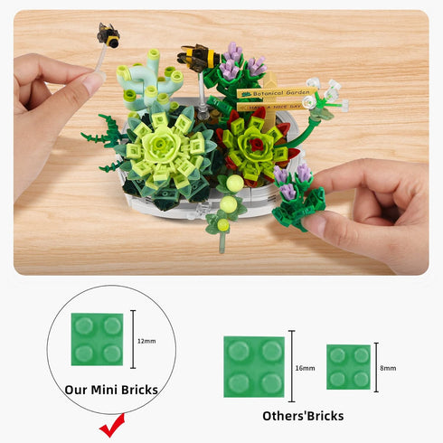 Mini Bricks Succulent Plant Building Kit, 389PCS DIY Ecology Collection Building Toy, Bouquet Set Gifts