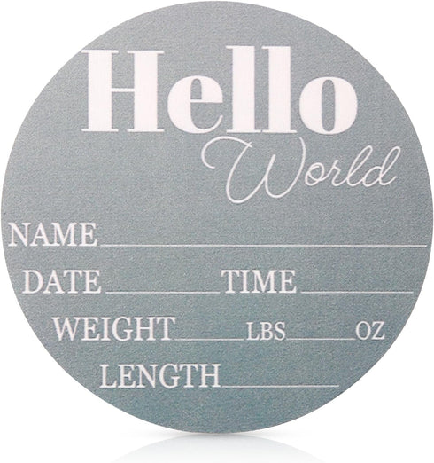 Gosknor Baby Announcement Sign, Wooden New Baby Name Sign Hello World Birth Announcement