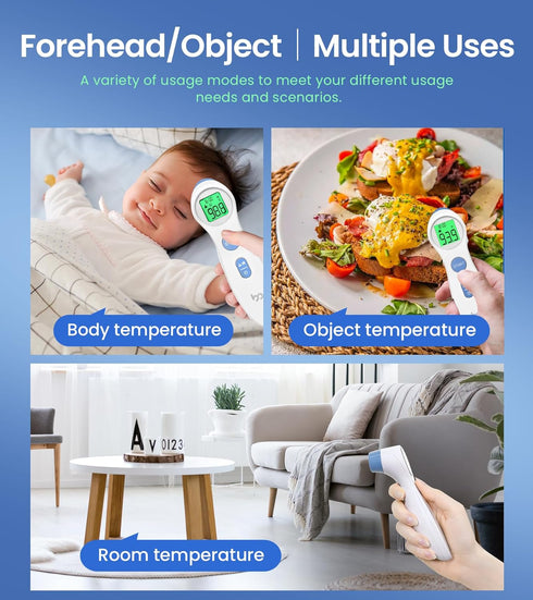 Forehead Thermometer for Adults and Kids, Digital Infrared with Fever Alarm and No-Touch Reading