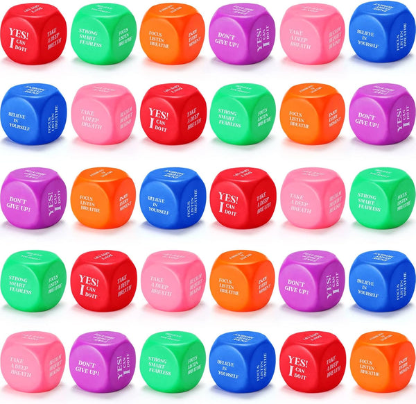 Jerify 30 Pcs Motivational Stress Ball Bulk Quote Inspirational Foam Cubes Balls