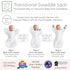 SwaddleDesigns Transitional Swaddle Sack, Blue Tiny Triangles, Med, 3-6 Month, 14-21 lb, Arms Up Half-Length Sleeves