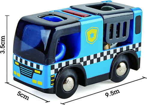 Hape Police Car with Siren | 3-Piece Cops & Robbers Play Set with Action Figures