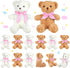 Kathfly 12 Pcs Valentines Small Stuffed Bears - 10 Inch Mini Plush Bears with Ribbon Bow Gift Set