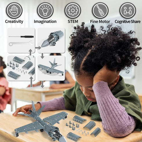 Set 8-12, 8 9 10 11 12 Lucky Doug STEM Building Projects Model Airplane Jet - Building Toys for Kids Ages Assembly
