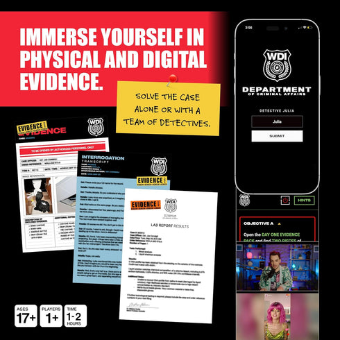 WHAT DO YOU MEME? Who Killed Mia — Modern Murder Mystery Game for True Crime Fans