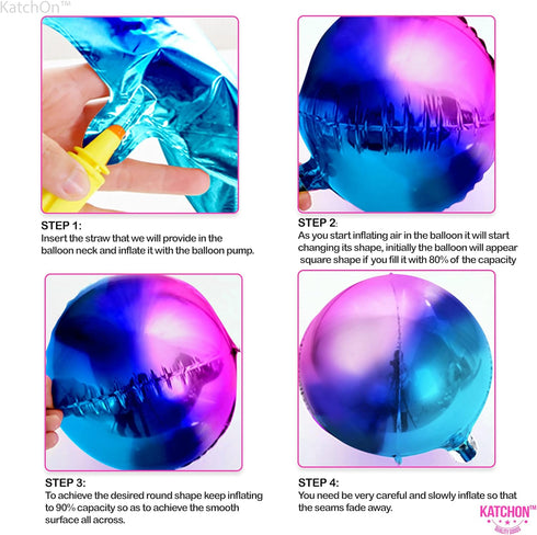 KatchOn Purple Galaxy Balloons, 22 Inch, Pack of 6 Round 4D Metallic Balloons for Birthday Party Decorations