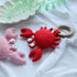 Wood Baby Rattle and Crochet Infant Rattle Set, Beech Wooden Teething Ring-Crab