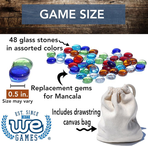 WE Games Replacement Glass Mancala Stones, Assorted Colors