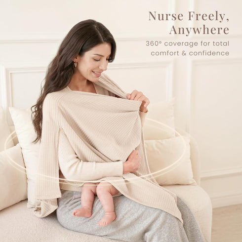 Konssy Nursing Cover for Breastfeeding, Soft & Breathable Privacy Poncho, Multi-Use Feeding Shawl, Comfortable