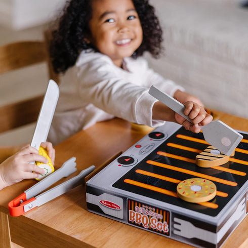 Set 3+ Melissa & Doug Grill and Serve BBQ with Pretend Play Toy Food & Kids Play Kitchen Accessories, Preschool