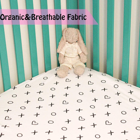 Milky Chic GOTS Fitted Baby Crib Sheet, Breathable 100% Organic Cotton Mattress Sheet, Fits Standard Size, White