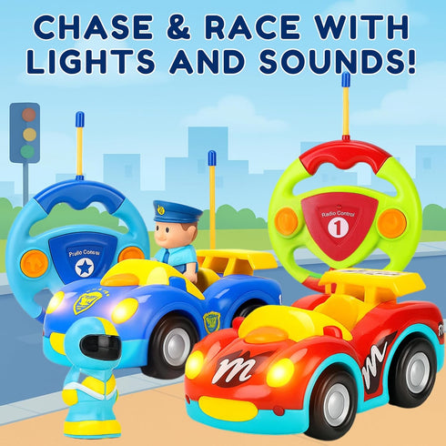 1-3, 18 Liberty Imports My First Cartoon RC Remote Control Cars for Toddlers Ages Radio Control Toy for Baby, Kids