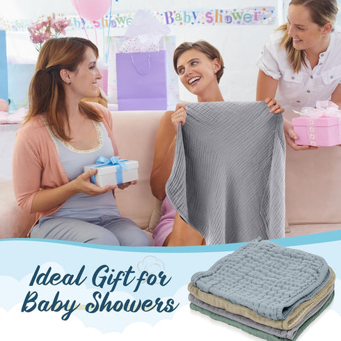 VitalCozy 8 (32 32 Inch,Pastel Pcs Baby Muslin Hooded Bath Towels and Washcloths Muslin Cotton Hooded Baby Towels