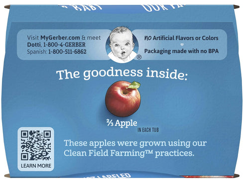 Gerber 2nd Food Baby Food Apple Puree - Natural & Non-GMO, 4 Ounce Tubs, 2-Pack (8 Total)
