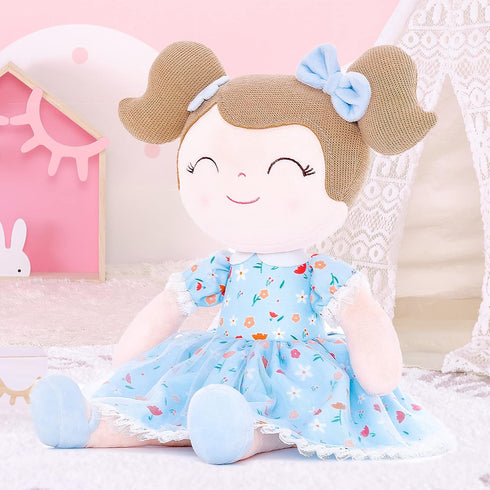 Gloveleya Baby Girl Gift Soft First Baby Doll Plush Doll Floral Blue 16 "