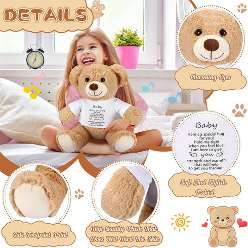 12 Inch Bear Stuffed Animal with 30 Seconds Voice Recorder Module, Soft Plush Bear with Zipper Memorial Gift