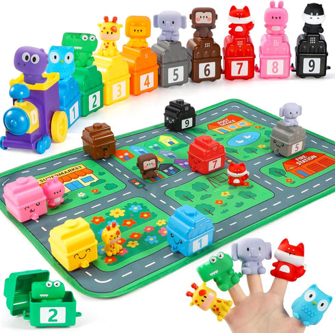 1 2 3 Set 10 Counting URMYWO Learning Toys for Years Old Boy Girl, Toddler Montessori Toys, Train with Finger Puppets