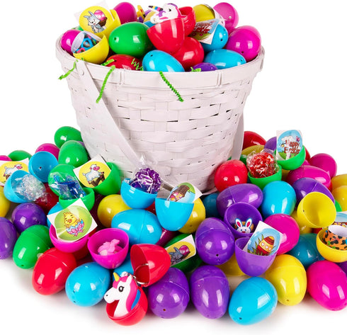 100 Pack Giraffe Prefilled Easter Eggs Bulk - Multi Color Plastic Filled Easter Eggs for Kids with Toy Filled Slap