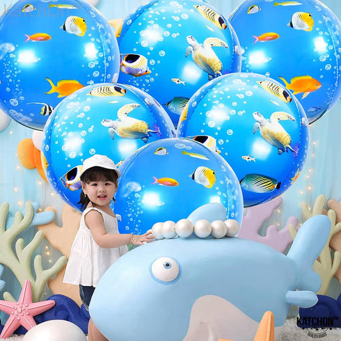 KatchOn Sea Turtle Balloons, 22 Inch, Pack of 6 - 4D Under The Sea Balloons for Ocean Theme Birthday Party