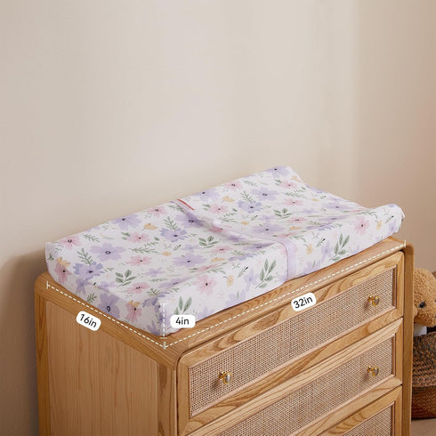 Set 32"/34''x16 TILLYOU Changing Pad Cover Girl in Soft Jersey Material - Fits Contoured Pad for Babies, Brilliant