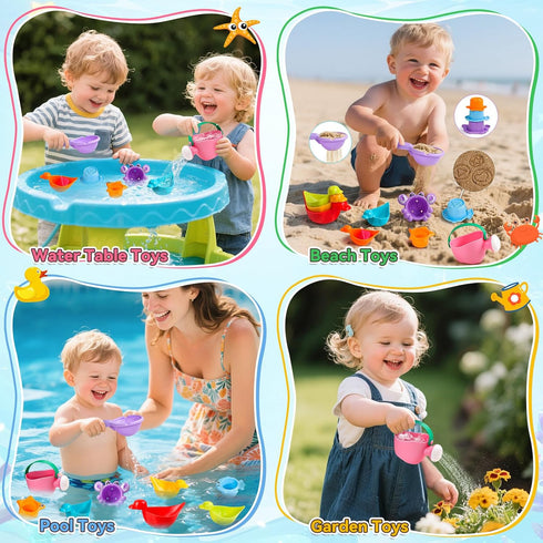 1-3 10 1 2 3 4 5 6 Toddler Bath Toys for Kids Ages PCS Baby Bath Toys Mold Free with Multi Color & Shape Stacking Cups