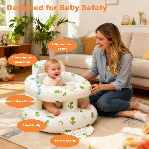 3-36 EXBEPE Thickened Inflatable Baby Seat, Sit Me Up Floor Seat for Babies Months with Tray, Sitting Support Infant