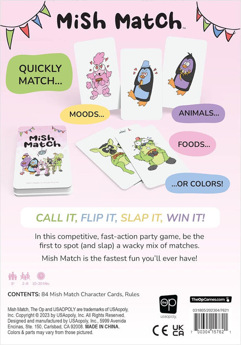 USAOPOLY Mish Match - Fast Paced Party Card Game for 2-8 Players, Ages 8+