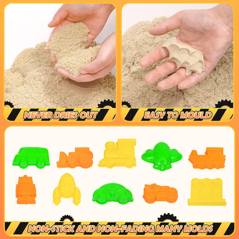 3.1lbs 5 13 14 3-8 TUZT Kids Construction Sensory Bin Play Sand Kit Toys for Toddlers, Sandbox with Sand & Large Tower