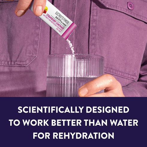 8 Packets Pedialyte Electrolyte Powder, Hydration Drink for Kids & Adults, Strawberry Lemonade, Powder