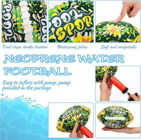 2 Pieces Water Football for Kids, 9 Inch Waterproof Beach Football for Outdoor Pool Game
