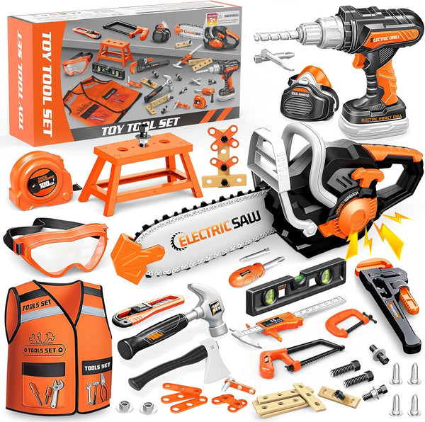 Kids Tool Set Toys, 56 Pcs Toddler Tool Set with Toy Chainsaw