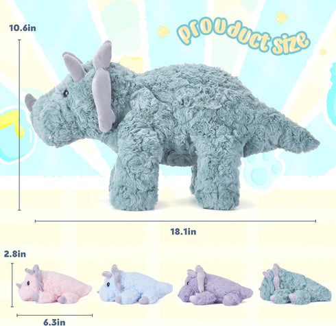 IKASA Triceratops Dinosaur Stuffed Animal Mom and Baby Plush Toy, Cute 18" Huggable Family Set for Kids