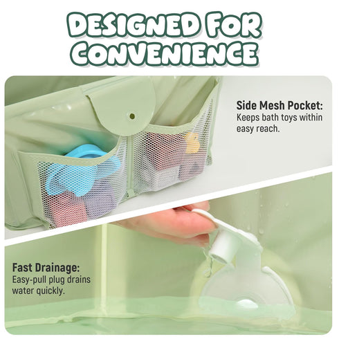 (12M-5Y) Toddler Bathtub for Shower Large Collapsible Portable Tub Converts Shower Stall to Bath Sturdy, Non-Slip