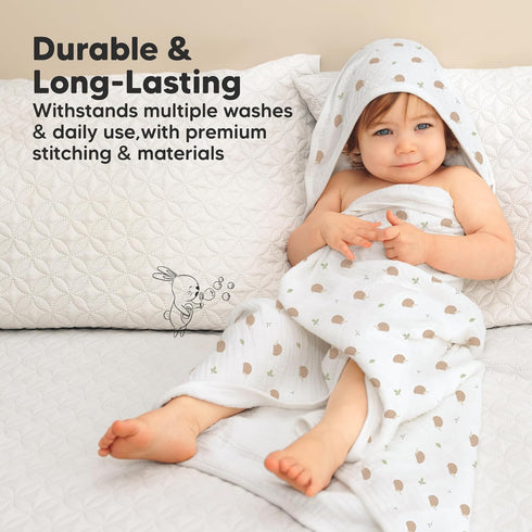 Set(Bruce, KeaBabies Muslin Baby Bath Towels with Hood for Girls, Boys -Large Organic Cotton Hooded Baby Towels