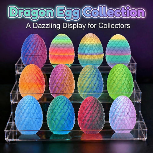 VivaNova 12 Pack 3D Printed Easter Dragon Eggs, Prefilled Easter Eggs with Articulated Mini Dragons Inside, Easter Egg