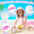 Meaicezli 2 Packs Beach Toys, Sand Toys for Shell Collecting, Collapsible Sand Buckets Shark Tooth Sifter and Mesh Bag