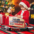 Set deAO Christmas Train Toys for Kids, Toy Train Track Locomotive Engine Battery Powered Railway Kits with Road Signs