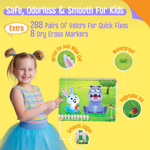 Preschool Busy Book, 30 Themes Activities, Montessori Learning Toy for Alphabet/Numbers/Shapes for Boys & Girls