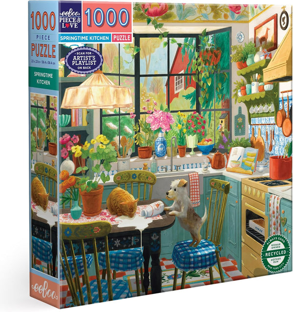 eeBoo 1000 Piece Puzzle - Springtime Kitchen Jigsaw Puzzle for Adults, Square