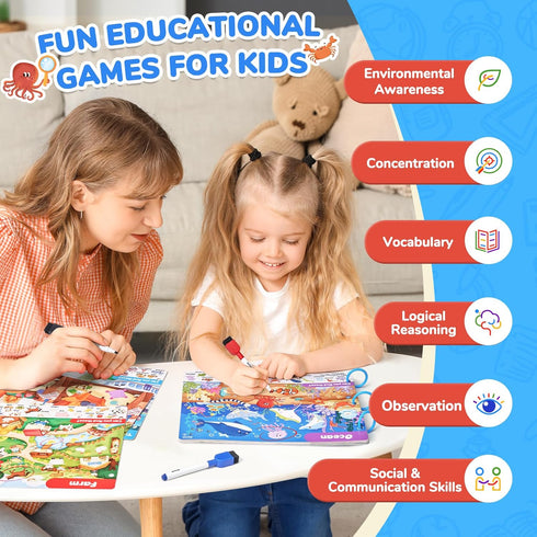 3-5, 4-8 JoyCat Seek & Find Game Books - Preschool Learning Activity for Toddlers & Kids Ages Travel Activities Toys