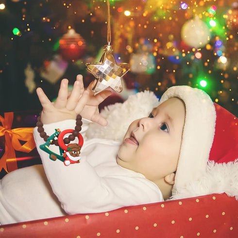Christmas Baby Silicone Teether Christmas Tree and Bear Teething Ring Christmas Teething Toys Toddler Teething Chew