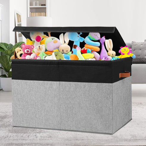 Gowee Closet, 26"x17" x17" Large Toy Storage Box with Lid, Sturdy Toys Storage Chest Bin Organizer Basket with Dividers