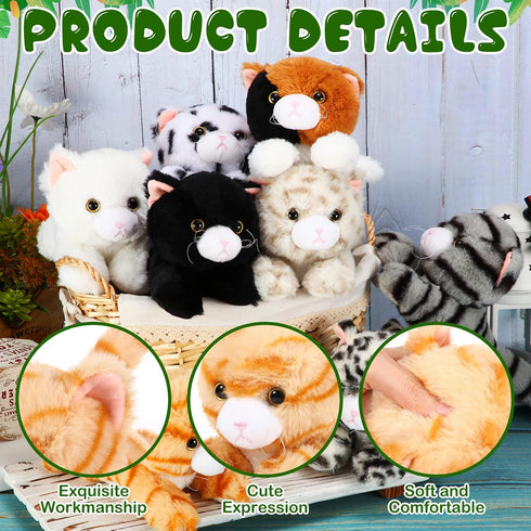 Libima 8 Pcs Cat Stuffed Animals Bulk - 8 Inch Plush Kittens, Party Favors, Birthday Gifts