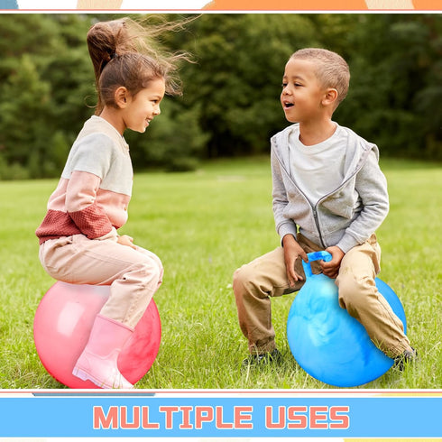 2 Pcs 18 Inch Hopper Ball Jumping Balls with Air Pump, Bouncy Balls for Kids Exercise, Marbled Red & Blue